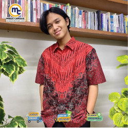 BATIK PRIA PENDEK SUPER (DANAR HADI) MERAH XL